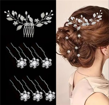 Parti - Party copf - esküvői hajdíszek ezüstös színben 7db -os kollekció